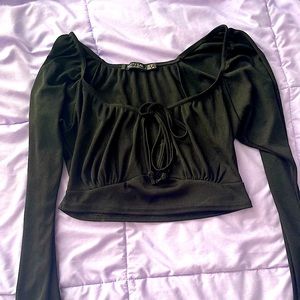 black long sleeve crop top from nasty gal